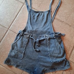 Faded blue knit overall shorts S Havana